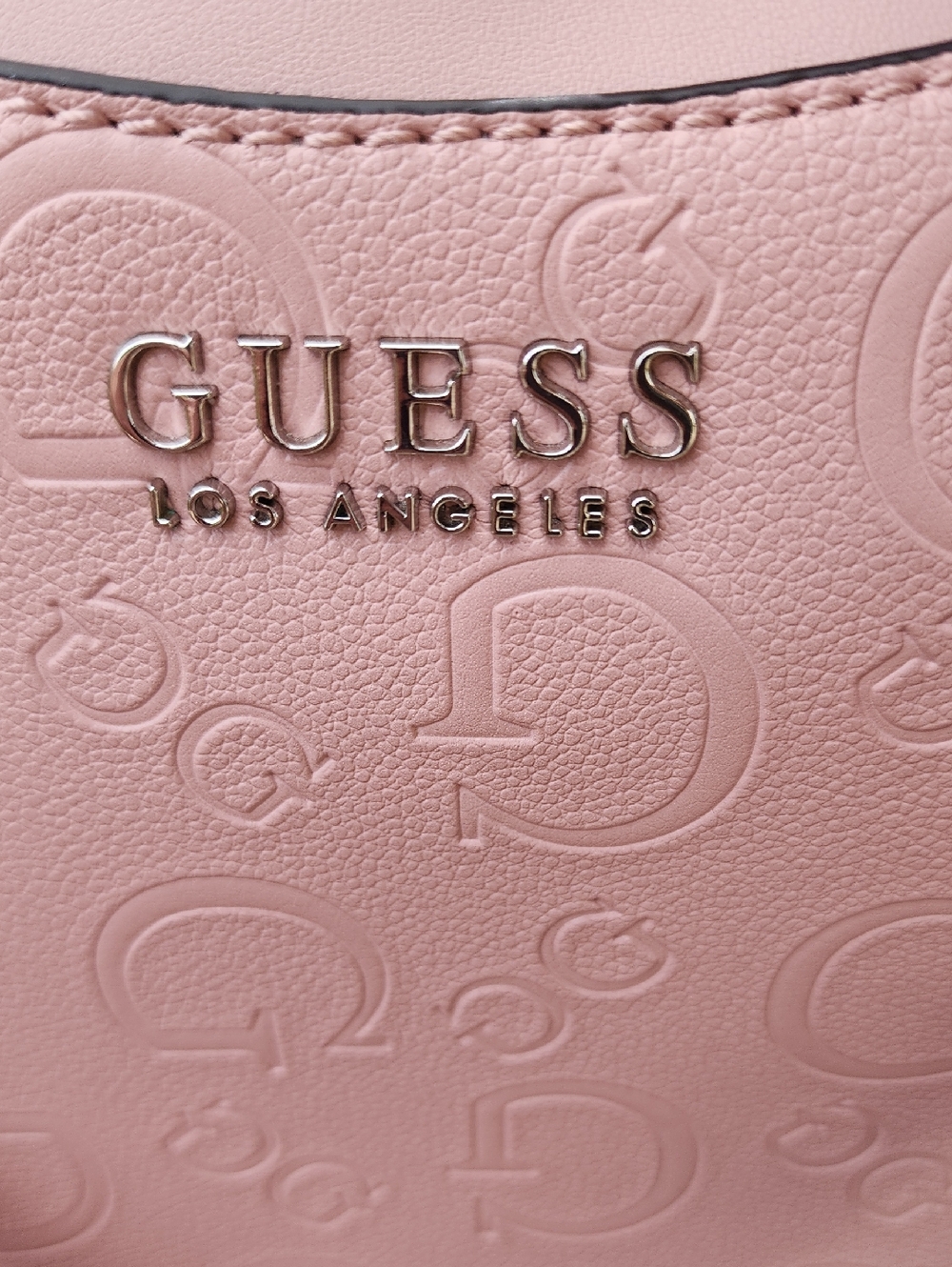 GUESS Blush Pink Embossed Satchel - Picture 9 of 17